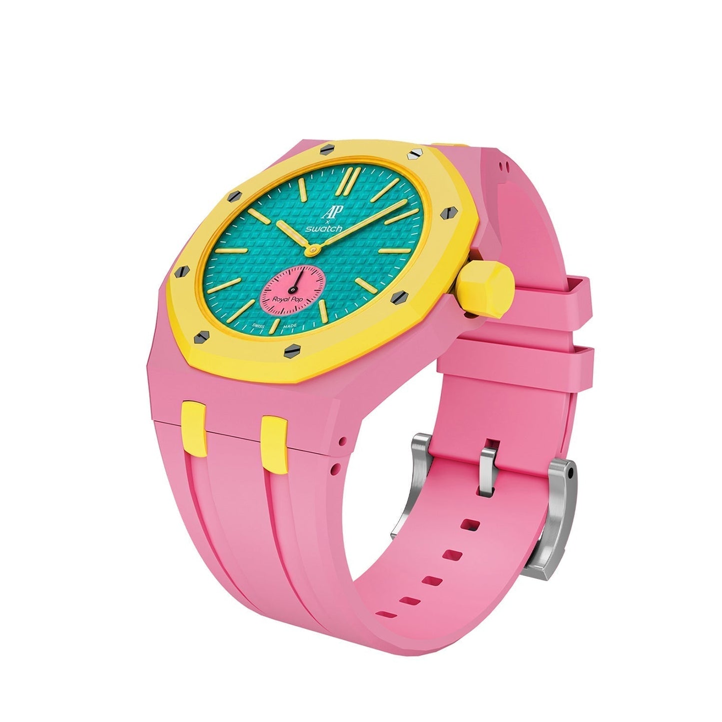 [Novalux]OAK POP EXCLUSIVE PINK AND YELLOW SILICONE STRAP