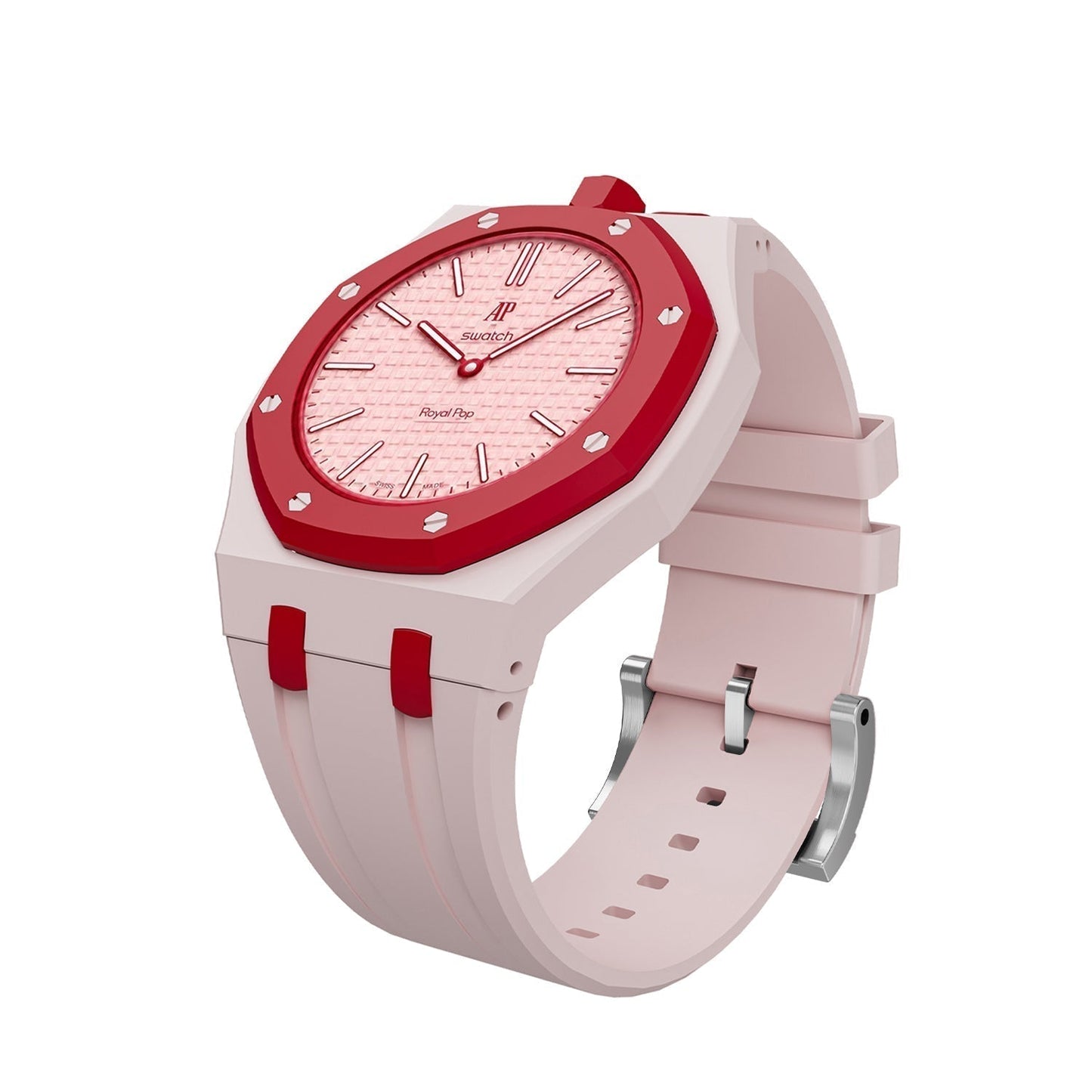 [Novalux]OAK POP EXCLUSIVE PINK AND RED SILICONE STRAP