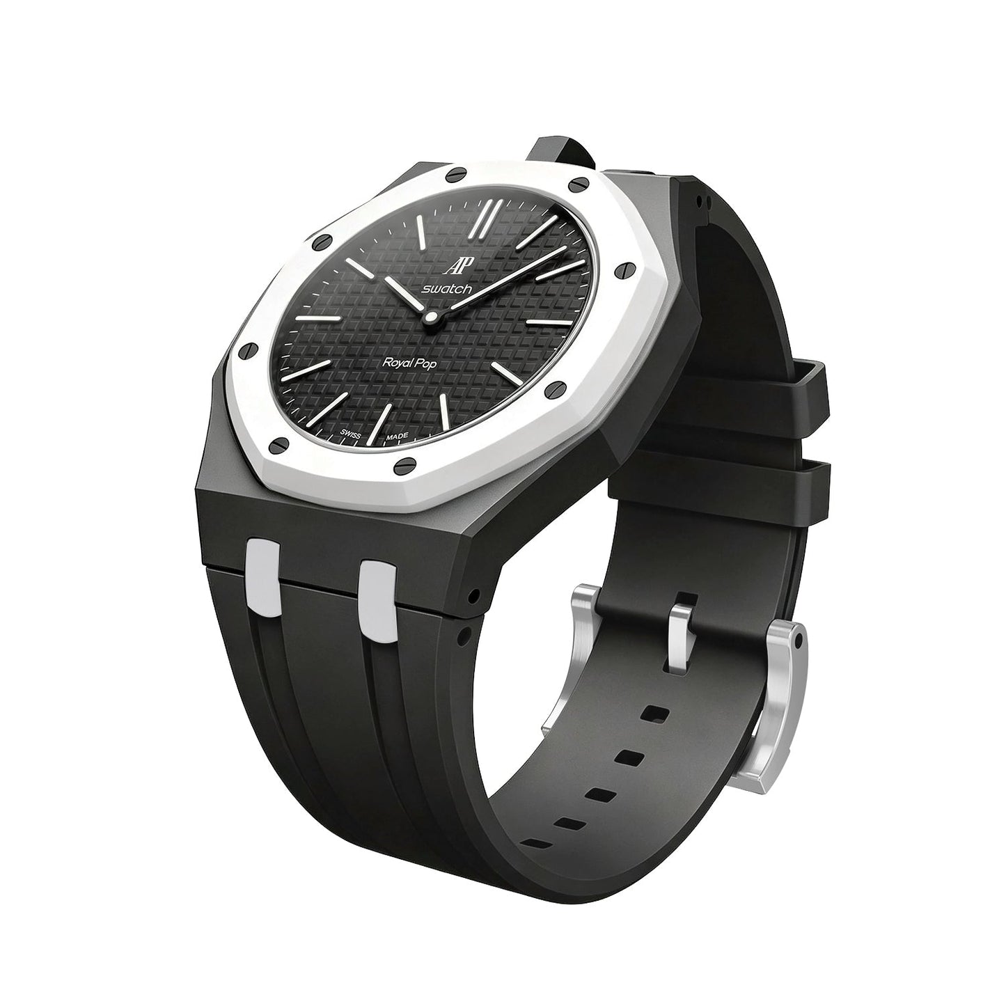 [Novalux]OAK POP EXCLUSIVE BLACK AND WHITE SILICONE STRAP
