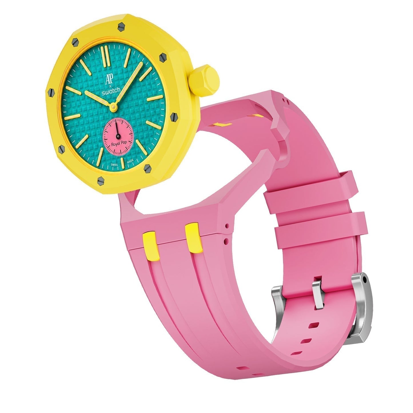 [Novalux]OAK POP EXCLUSIVE PINK AND YELLOW SILICONE STRAP