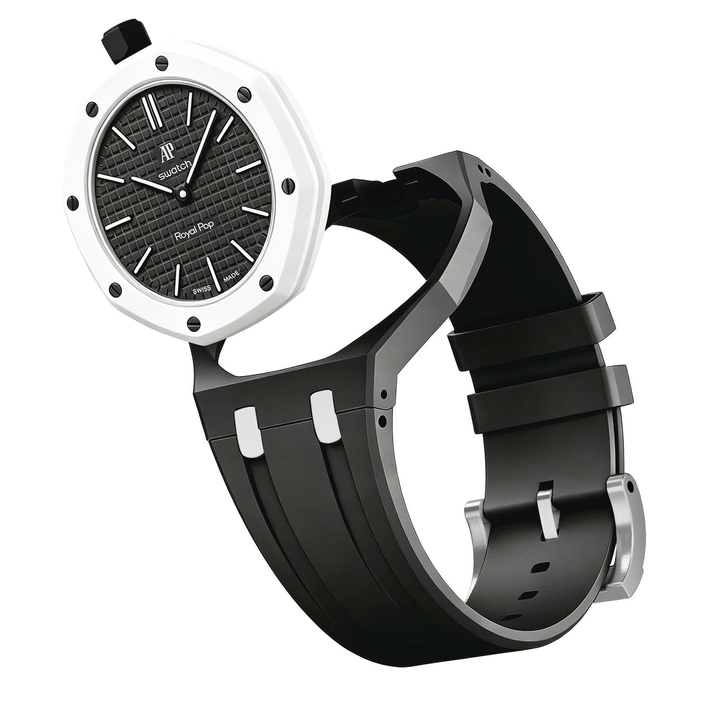 [Novalux]OAK POP EXCLUSIVE BLACK AND WHITE SILICONE STRAP