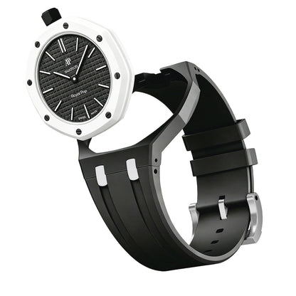 [Novalux]OAK POP EXCLUSIVE BLACK AND WHITE SILICONE STRAP