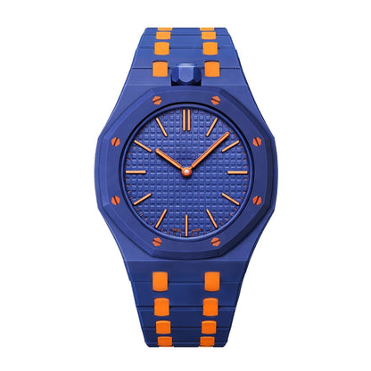 [Novalux]OAK POP EXCLUSIVE DARK BLUE AND ORANGE BIOCERAMIC STRAP
