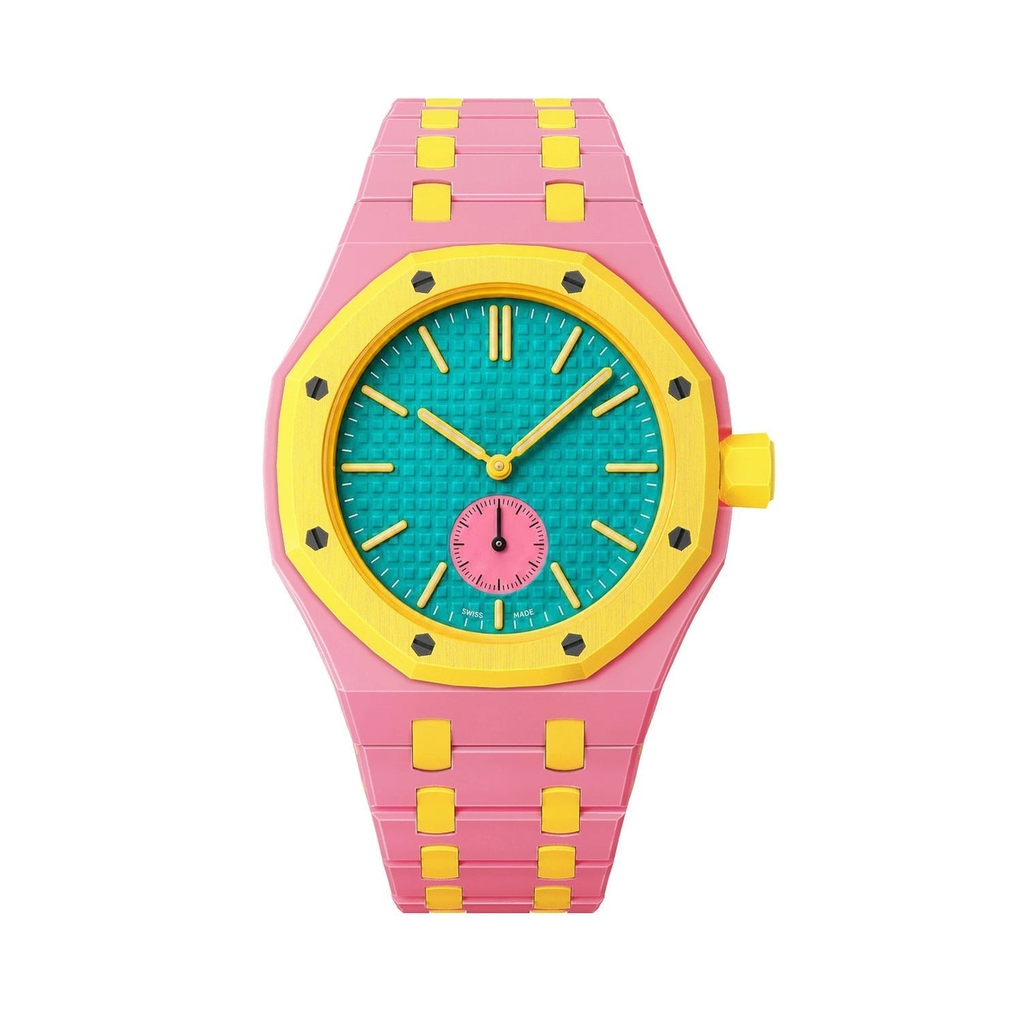 [Novalux]OAK POP EXCLUSIVE PINK AND YELLOW BIOCERAMIC STRAP