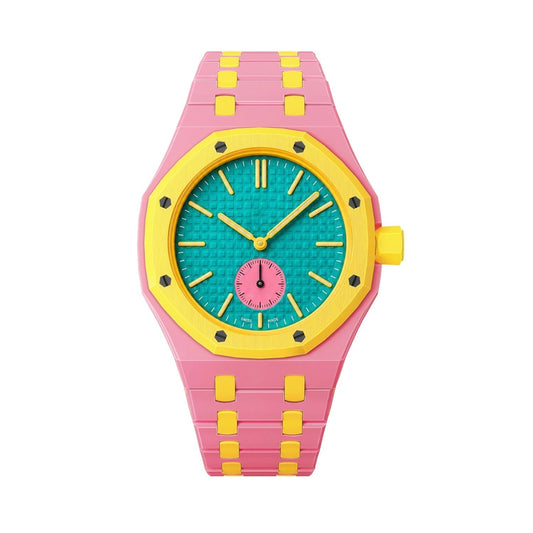 [Novalux]OAK POP EXCLUSIVE PINK AND YELLOW BIOCERAMIC STRAP