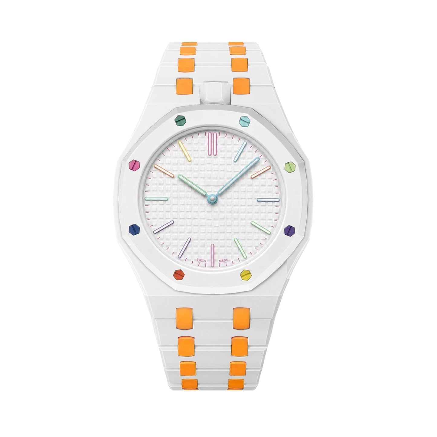 [Novalux]OAK POP EXCLUSIVE WHITE AND ORANGE BIOCERAMIC STRAP