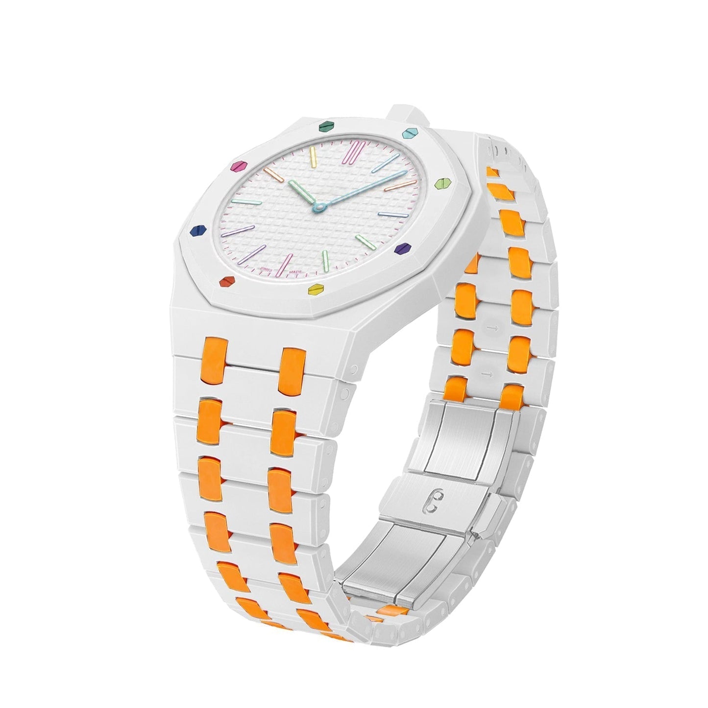 [Novalux]OAK POP EXCLUSIVE WHITE AND ORANGE BIOCERAMIC STRAP
