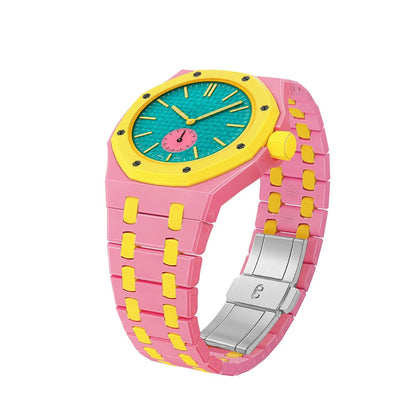 [Novalux]OAK POP EXCLUSIVE PINK AND YELLOW BIOCERAMIC STRAP