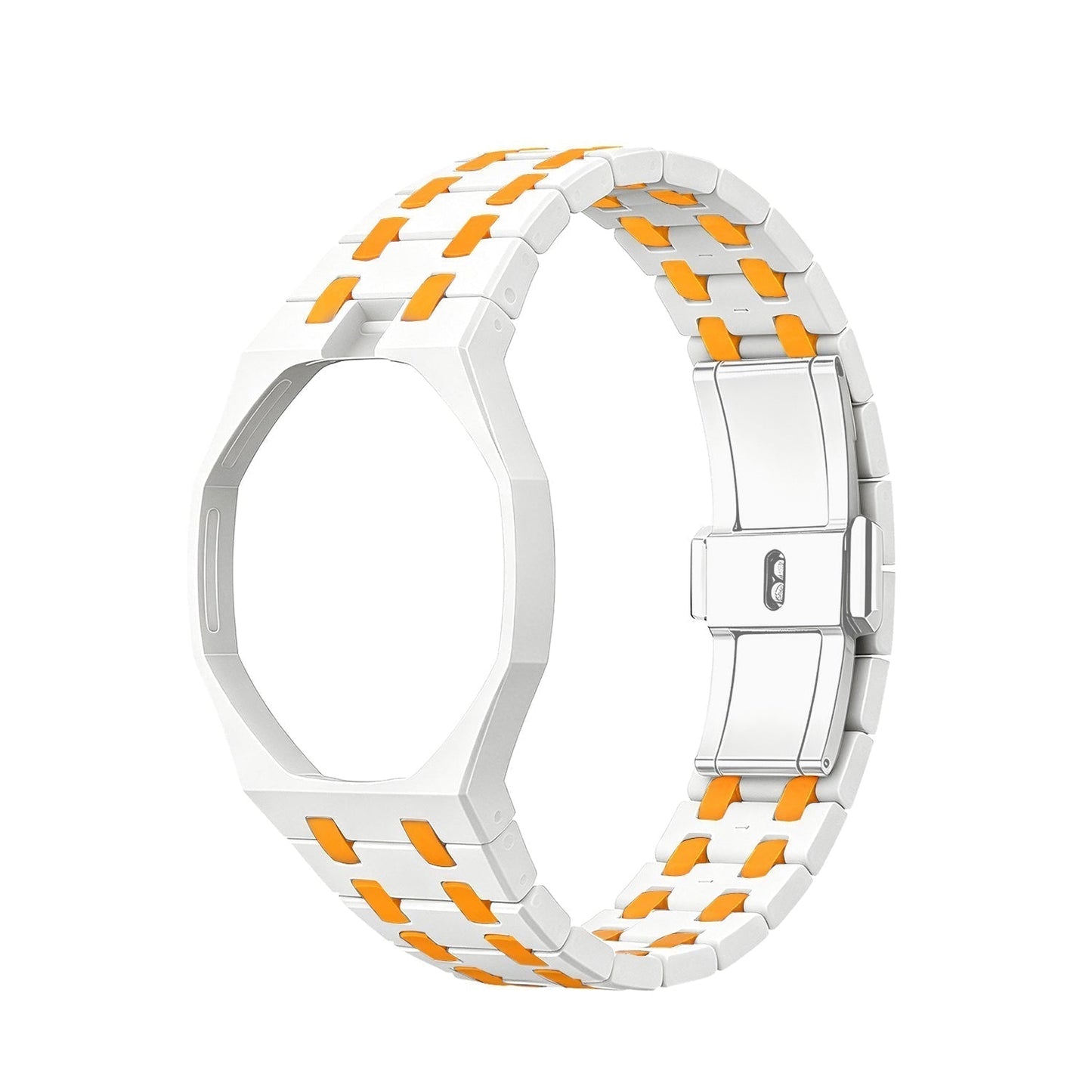 [Novalux]OAK POP EXCLUSIVE WHITE AND ORANGE BIOCERAMIC STRAP