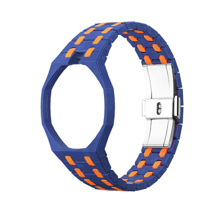 [Novalux]OAK POP EXCLUSIVE DARK BLUE AND ORANGE BIOCERAMIC STRAP