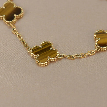 [Novalux]LUCKY CLOVER 5-MOTIF BRACELET -  TIGER’S EYE COLLECTION
