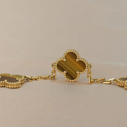 [Novalux]LUCKY CLOVER 5-MOTIF BRACELET -  TIGER’S EYE COLLECTION