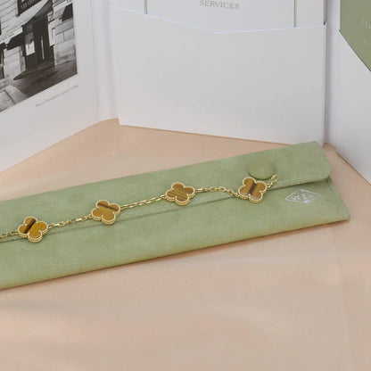 [Novalux]LUCKY CLOVER 5-MOTIF BRACELET -  TIGER’S EYE COLLECTION
