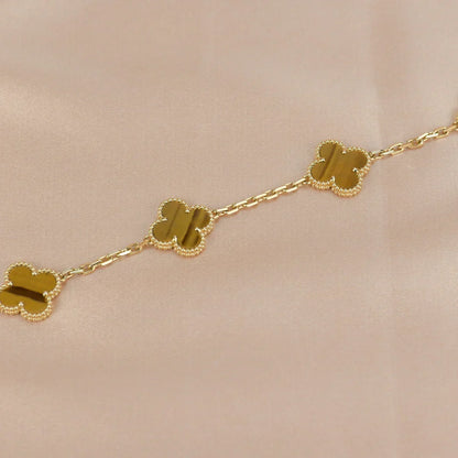 [Novalux]LUCKY CLOVER 5-MOTIF BRACELET -  TIGER’S EYE COLLECTION