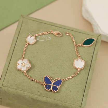 [Novalux]SPRING ENCHANTMENT BUTTERFLY & FLORAL CHARM BRACELET