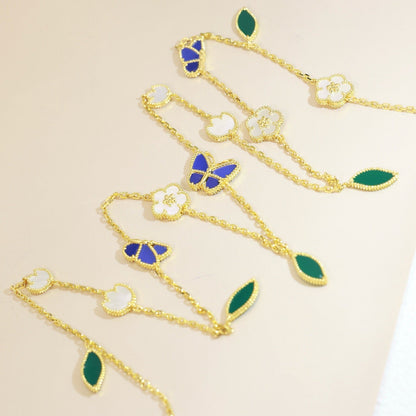 [Novalux]LUCKY SPRING BUTTERFLY & FLOWER STATEMENT NECKLACE - 15-MOTIF FLORAL DESIGN