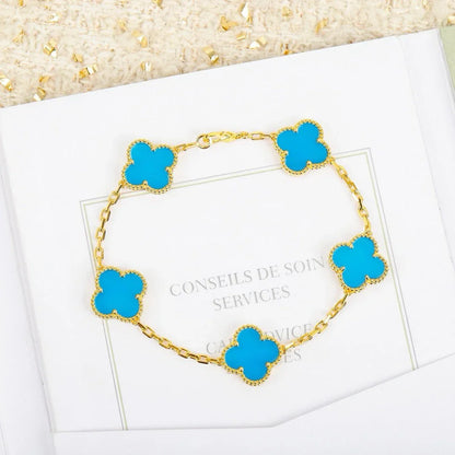 [Novalux]LUCKY CLOVER 5-MOTIF BRACELET - TURQUOISE COLLECTION