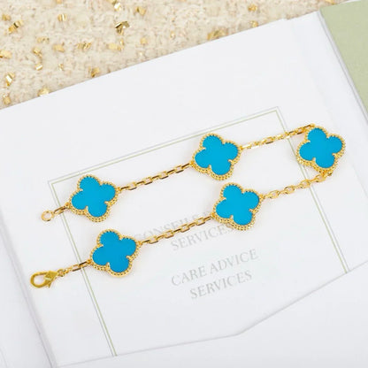[Novalux]LUCKY CLOVER 5-MOTIF BRACELET - TURQUOISE COLLECTION