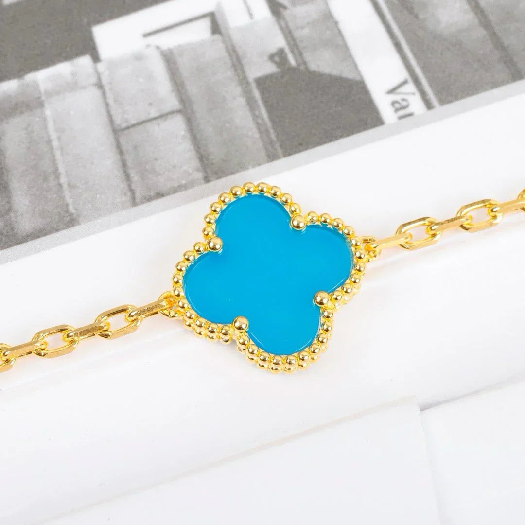 [Novalux]LUCKY CLOVER 5-MOTIF BRACELET - TURQUOISE COLLECTION
