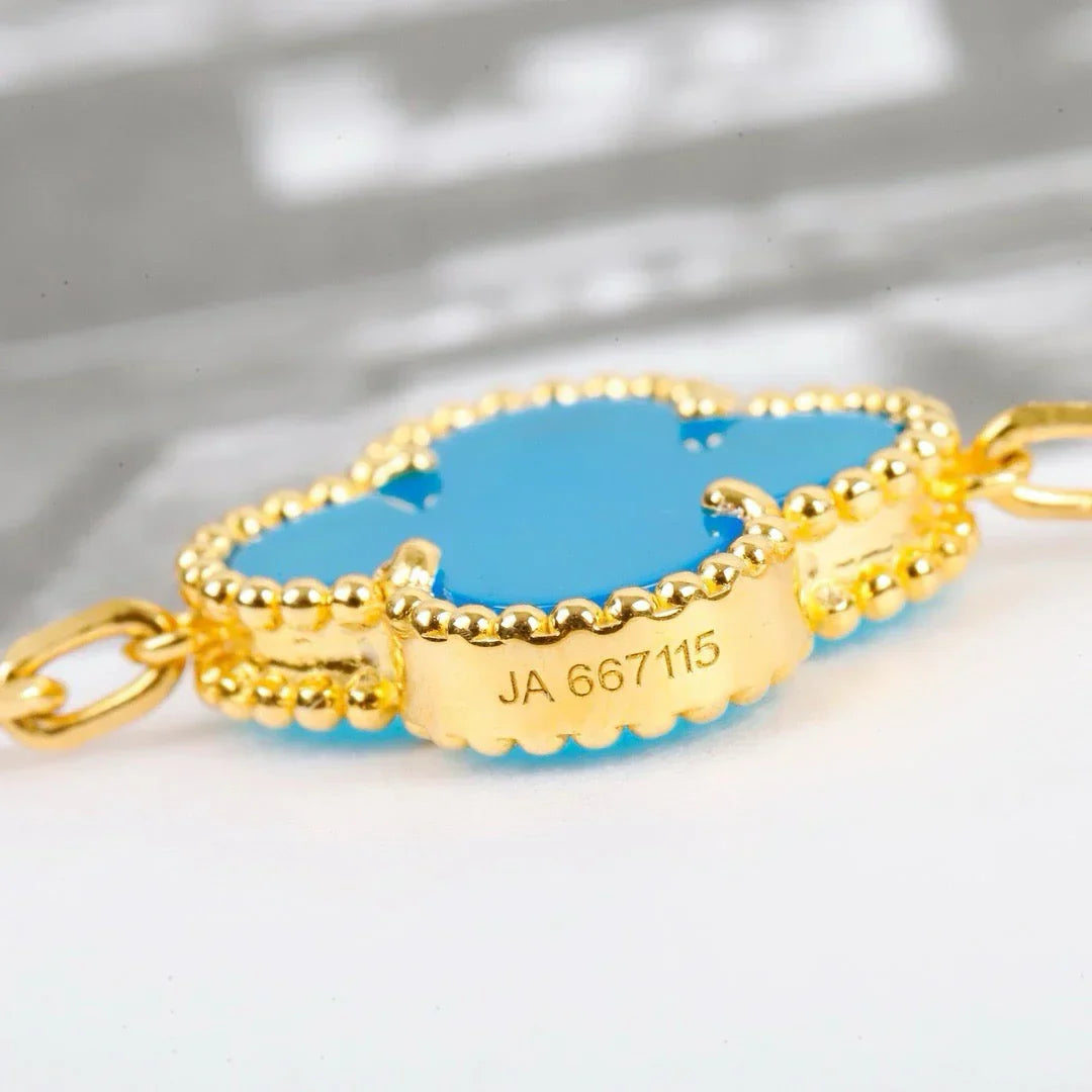 [Novalux]LUCKY CLOVER 5-MOTIF BRACELET - TURQUOISE COLLECTION
