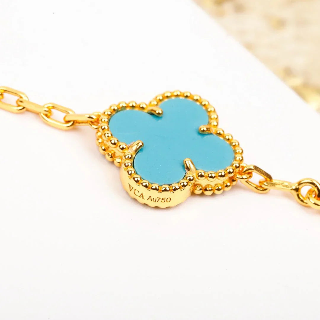 [Novalux]LUCKY CLOVER 5-MOTIF BRACELET - TURQUOISE COLLECTION