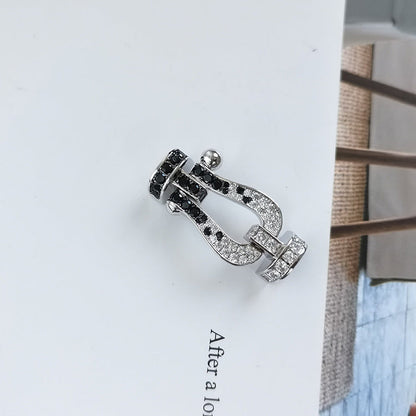 [Novalux]FORCE LARGE HORSESHOE BLACK & WHITE DIAMOND BRACELET - WHITE GOLD