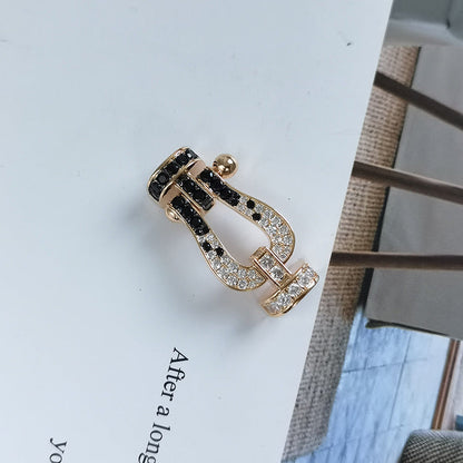 [Novalux]FORCE LARGE HORSESHOE BLACK & WHITE DIAMOND BRACELET - WHITE GOLD