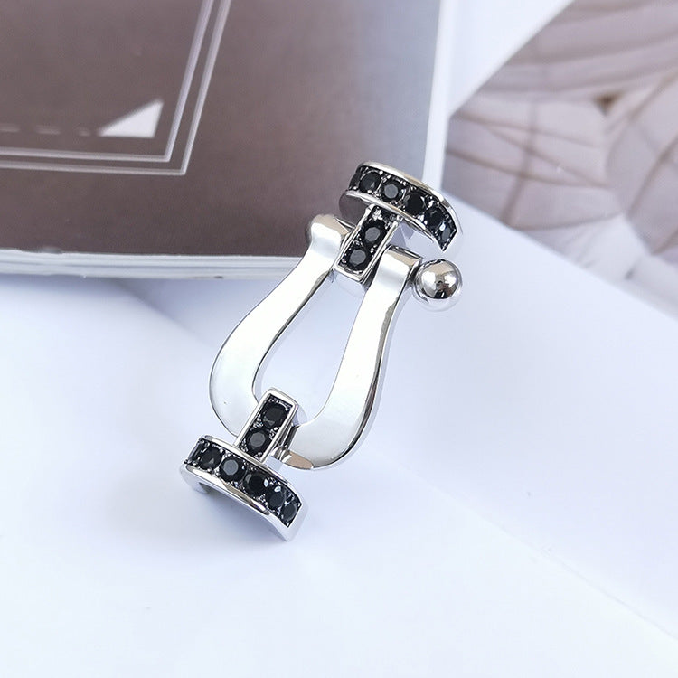 [Novalux]FORCE LARGE HORSESHOE BLACK DIAMOND BRACELET - WHITE GOLD