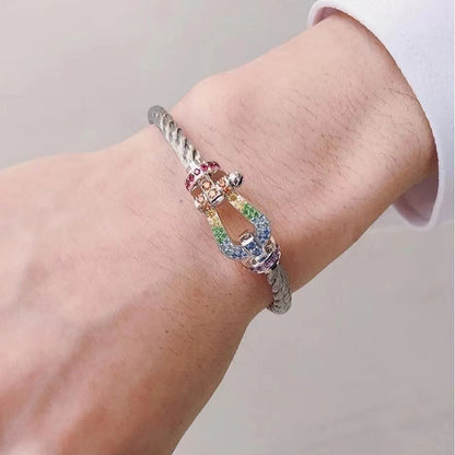 [Novalux]FORCE LARGE HORSESHOE COLORED DIAMOND BRACELET - ROSE GOLD