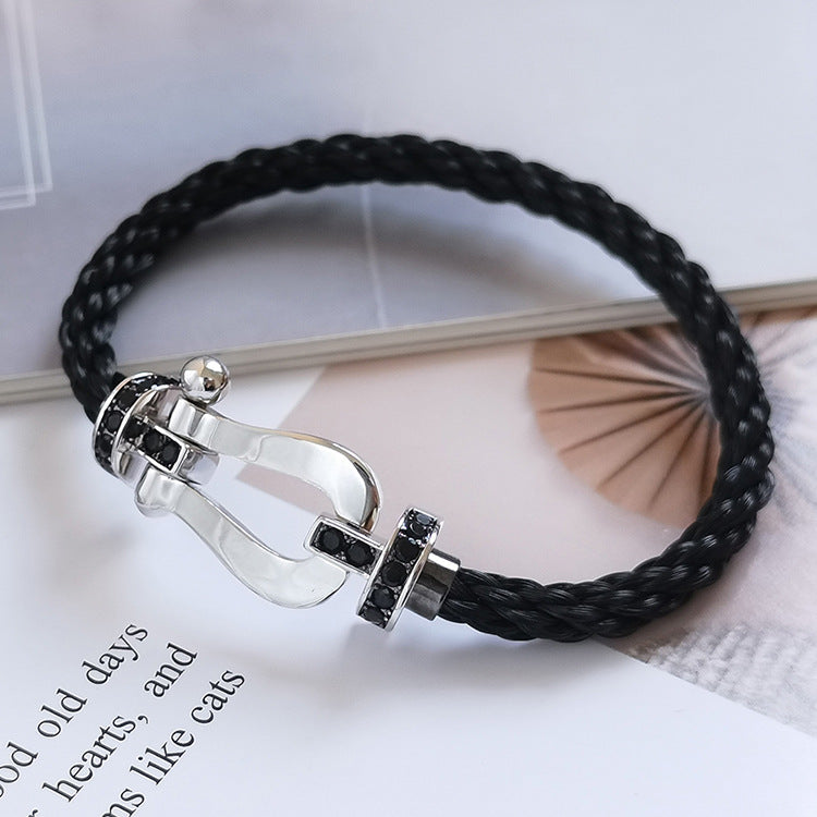 [Novalux]FORCE LARGE HORSESHOE BLACK DIAMOND BRACELET - WHITE GOLD