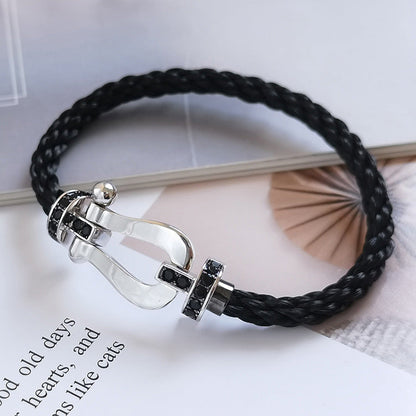 [Novalux]FORCE LARGE HORSESHOE BLACK DIAMOND BRACELET - WHITE GOLD