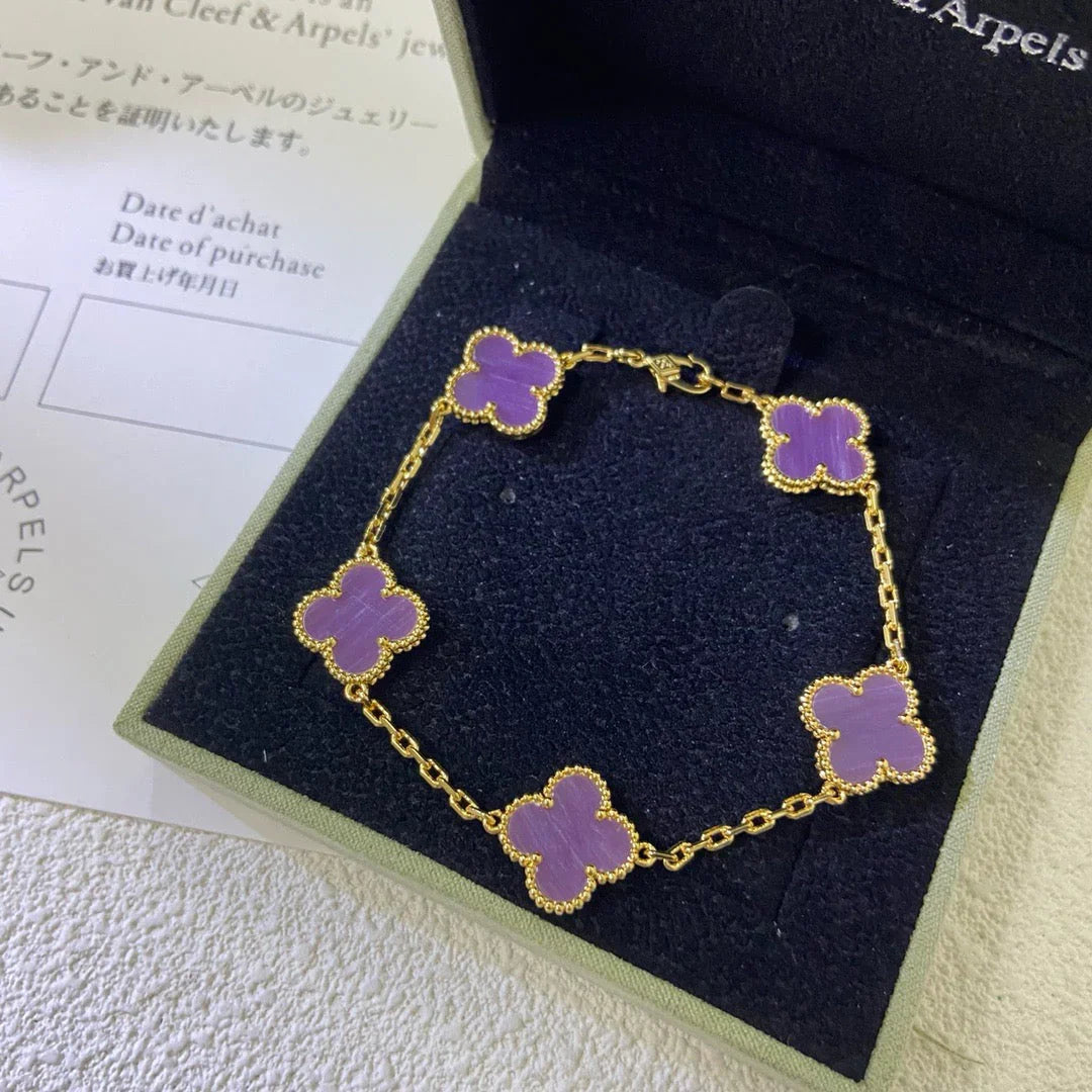 [Novalux]LUCKY CLOVER 5-MOTIF BRACELET - VIOLET COLLECTION
