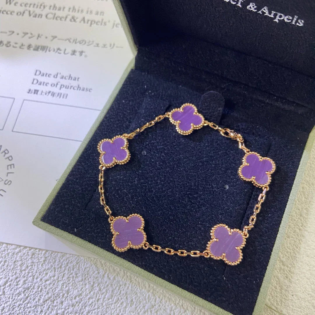 [Novalux]LUCKY CLOVER 5-MOTIF BRACELET - VIOLET COLLECTION