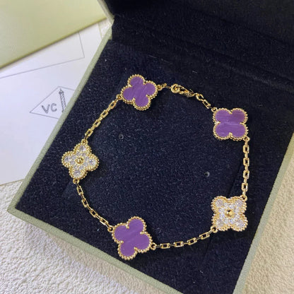 [Novalux]LUCKY CLOVER 5-MOTIF BRACELET - VIOLET COLLECTION