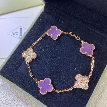 [Novalux]LUCKY CLOVER 5-MOTIF BRACELET - VIOLET COLLECTION