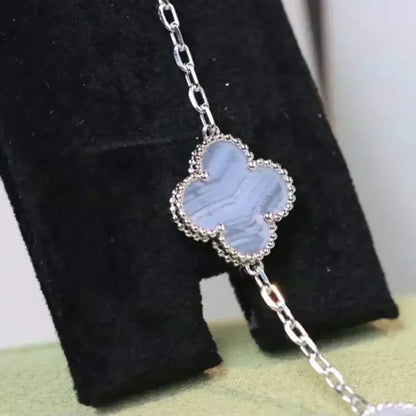 [Novalux]LUCKY CLOVER 5-MOTIF BRACELET - PURPLE CHALCEDONY COLLECTION