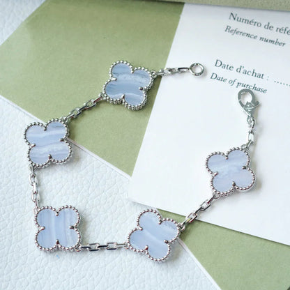 [Novalux]LUCKY CLOVER 5-MOTIF BRACELET - PURPLE CHALCEDONY COLLECTION