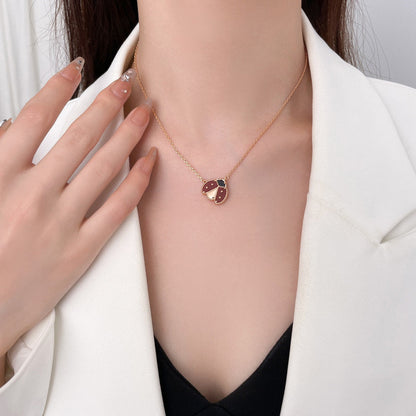[Novalux]LUCKY CARNELIAN LADYBUG CHARM NECKLACE