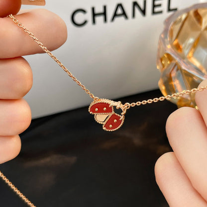 [Novalux]LUCKY CARNELIAN LADYBUG CHARM NECKLACE