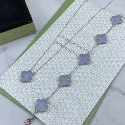 [Novalux]LUCKY CLOVER 5-MOTIF BRACELET - PURPLE CHALCEDONY COLLECTION