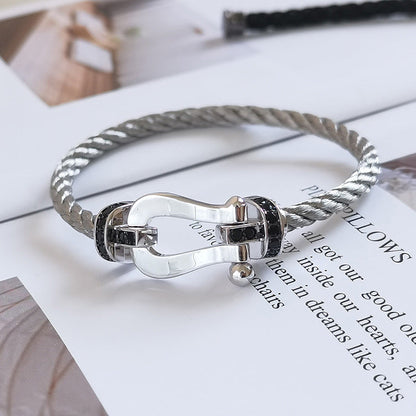 [Novalux]FORCE LARGE HORSESHOE BLACK DIAMOND BRACELET - WHITE GOLD