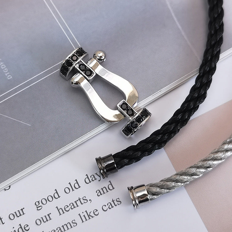 [Novalux]FORCE LARGE HORSESHOE BLACK DIAMOND BRACELET - WHITE GOLD