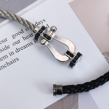 [Novalux]FORCE LARGE HORSESHOE BLACK DIAMOND BRACELET - WHITE GOLD