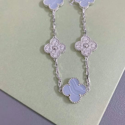 [Novalux]LUCKY CLOVER 5-MOTIF BRACELET - PURPLE CHALCEDONY COLLECTION