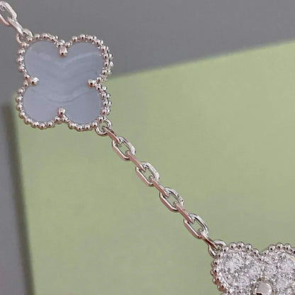 [Novalux]LUCKY CLOVER 5-MOTIF BRACELET - PURPLE CHALCEDONY COLLECTION
