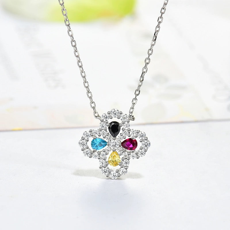 [Novalux]LOOP NECKLACE FULL MOTIF DIAMOND 16MM MULTIPLE COLORS