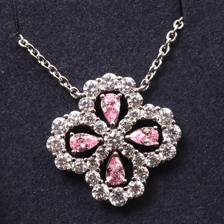 [Novalux]LOOP NECKLACE FULL MOTIF DIAMOND 16MM MULTIPLE COLORS