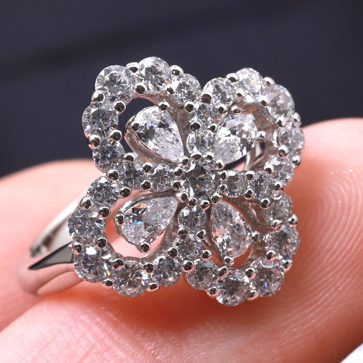 [Novalux]LOOP RING FULL MOTIF DIAMOND 16MM SILVE