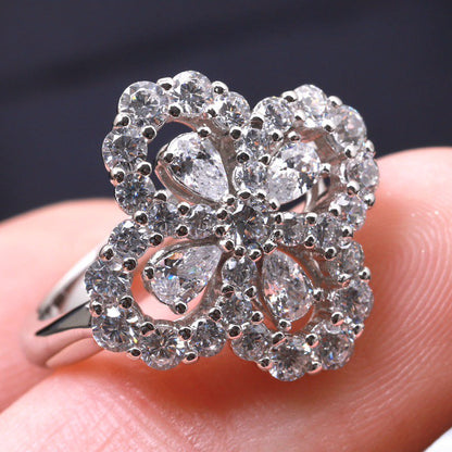 [Novalux]LOOP RING FULL MOTIF DIAMOND 16MM SILVE