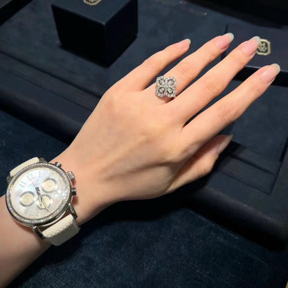 [Novalux]LOOP RING FULL MOTIF DIAMOND 16MM SILVE